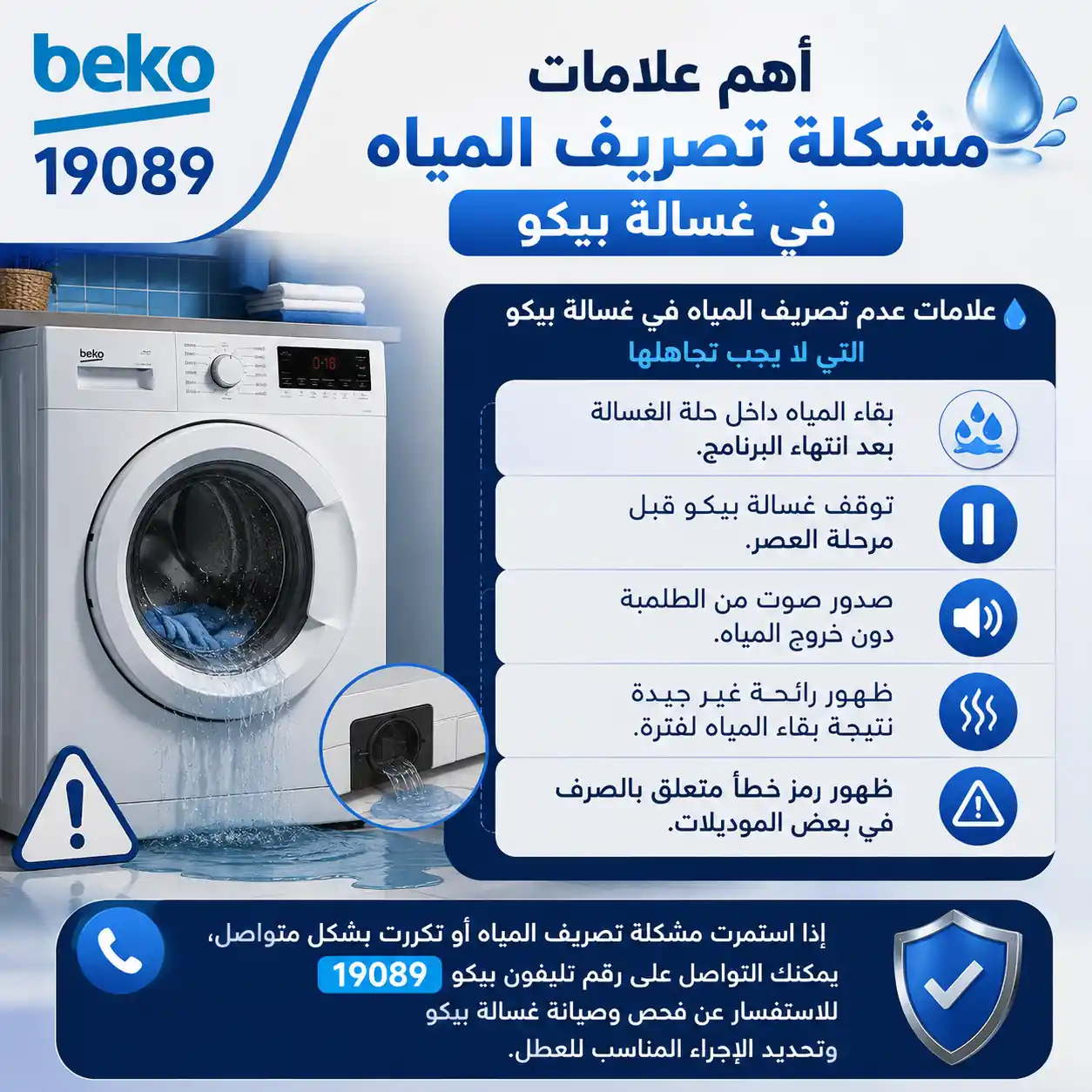 مشكلة تصريف المياه في غسالات بيكو